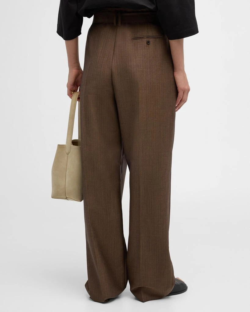 THE ROW Lonan Wool Wide-Leg Pants with Tie Belt 5