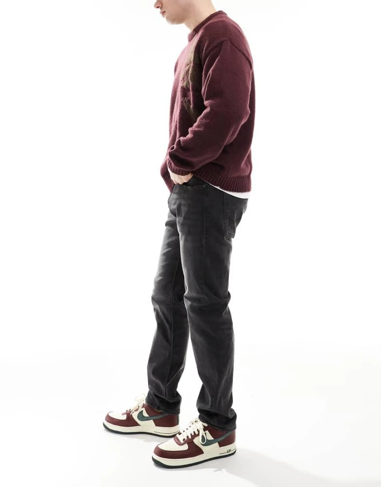 Jack & Jones Jack & Jones Mike tapered jeans in dark grey wash 3
