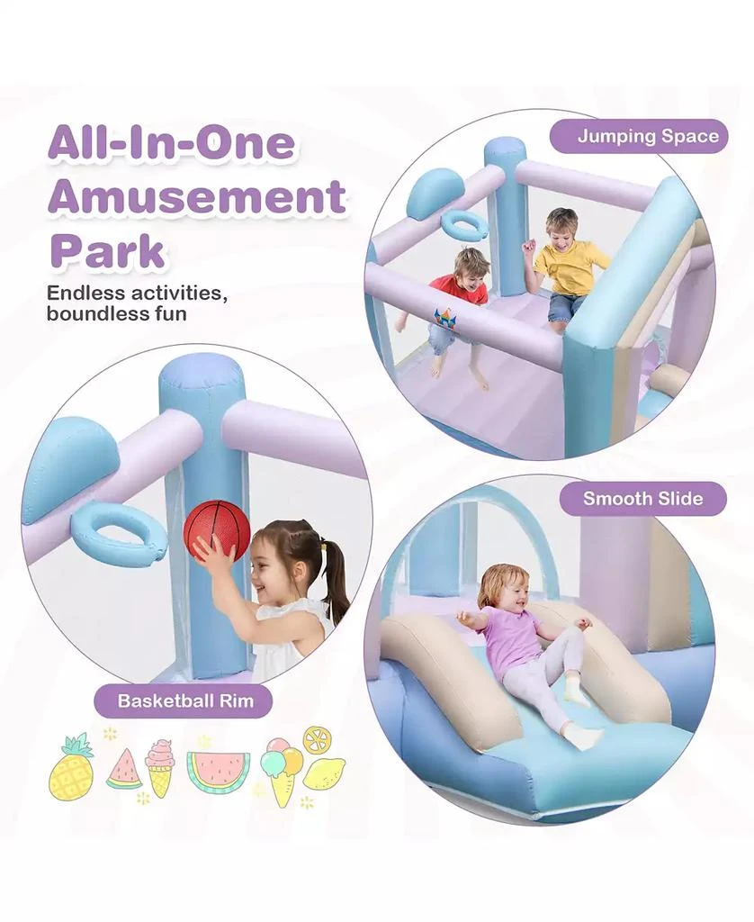 Slickblue Inflatable Kids Bounce House with Slide 
Basketball Hoop Fun Bouncy Castle for Parties 
Playtime 8