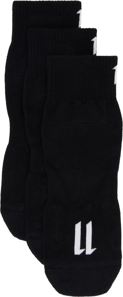 11 by Boris Bidjan Saberi Three-Pack Black 11 Logo Socks