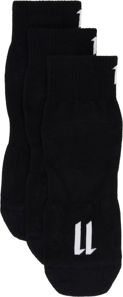 11 by Boris Bidjan Saberi Three-Pack Black 11 Logo Socks 1