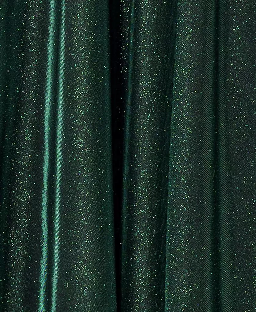 XSCAPE Women's Off-The-Shoulder Shimmer Wrap Style Gown 5