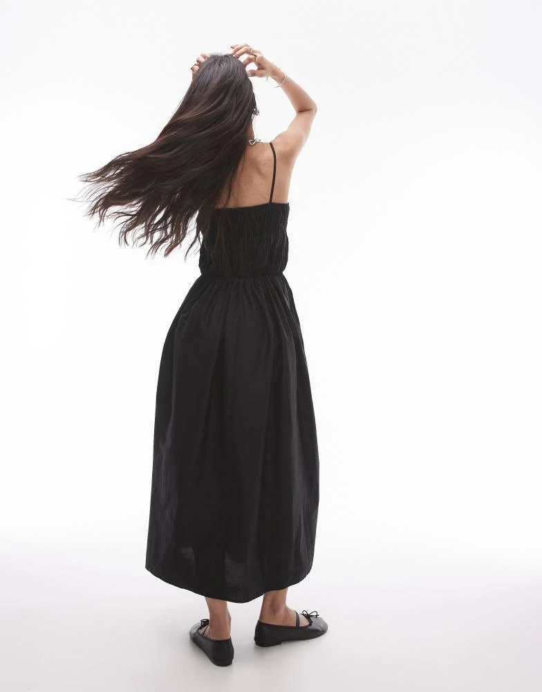 Topshop Topshop poplin bandeau maxi dress in black 4