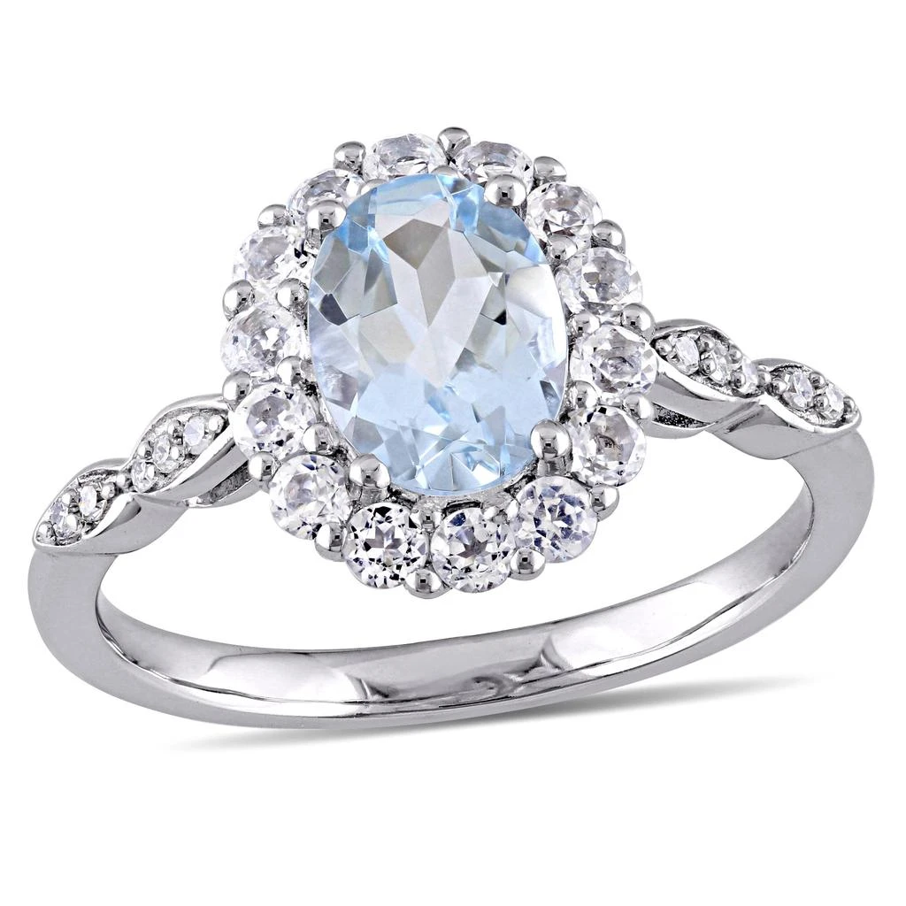 Mimi 
Max 1 5/8ct TGW Aquamarine White Topaz Diamond Accent Ring 14k White Gold
