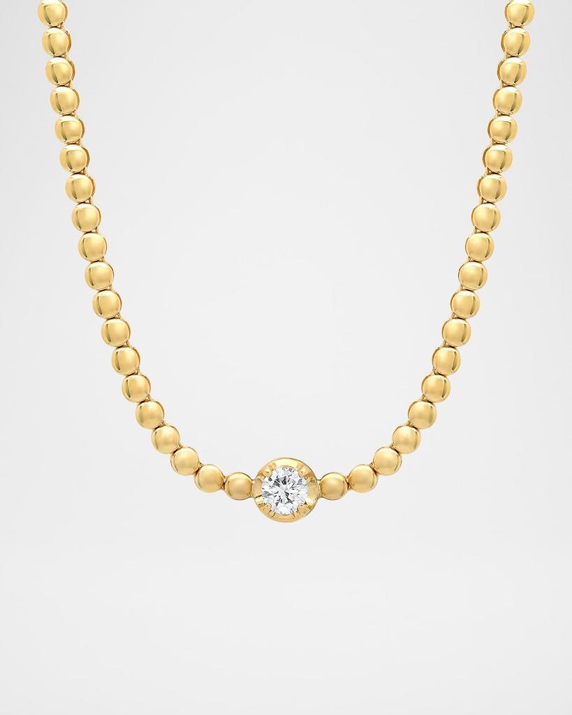 Jennifer Meyer 18K Yellow Gold Mini Bezel Tennis Necklace with Illusion Set Diamond
