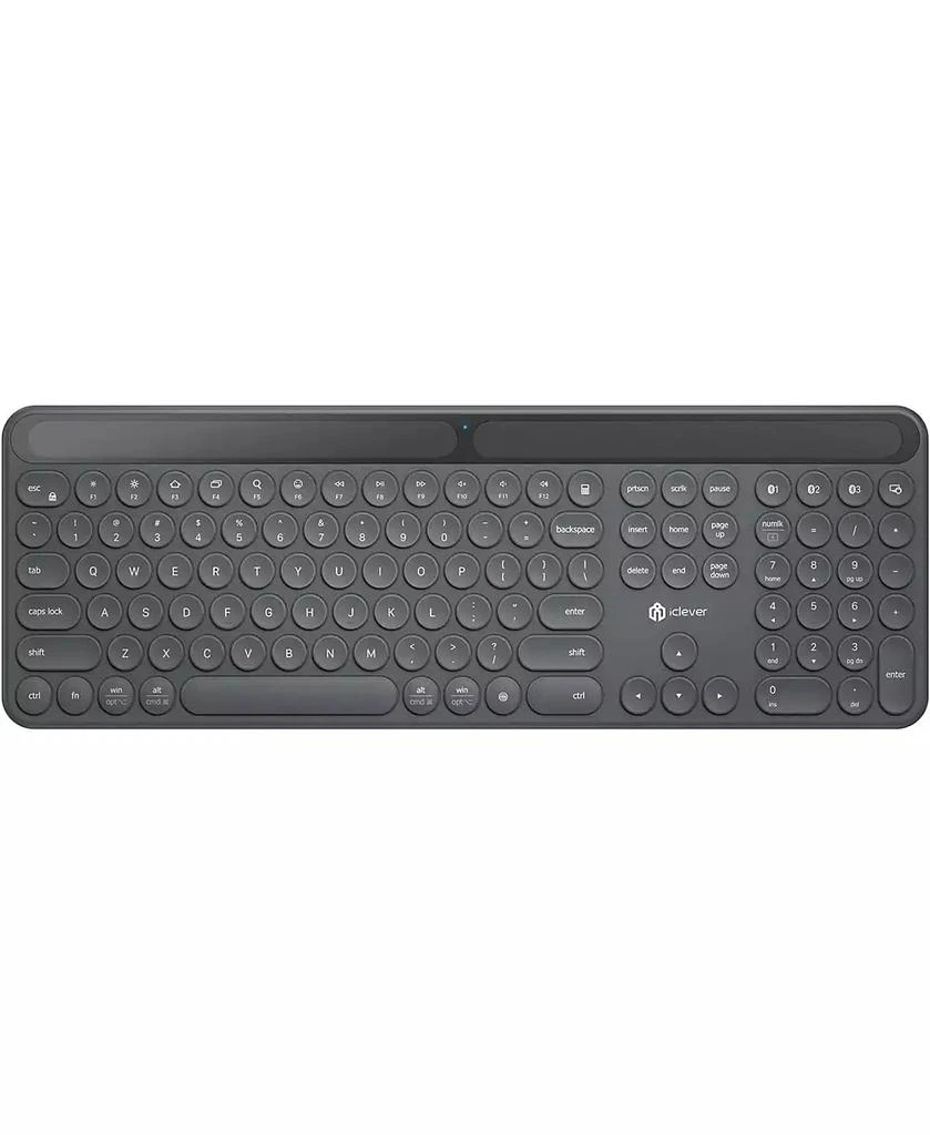 iClever Solar Bluetooth Keyboard, Wireless Keyboard with Solar 
Indoor Light Charging, Full Size, 3-Device Connectivity