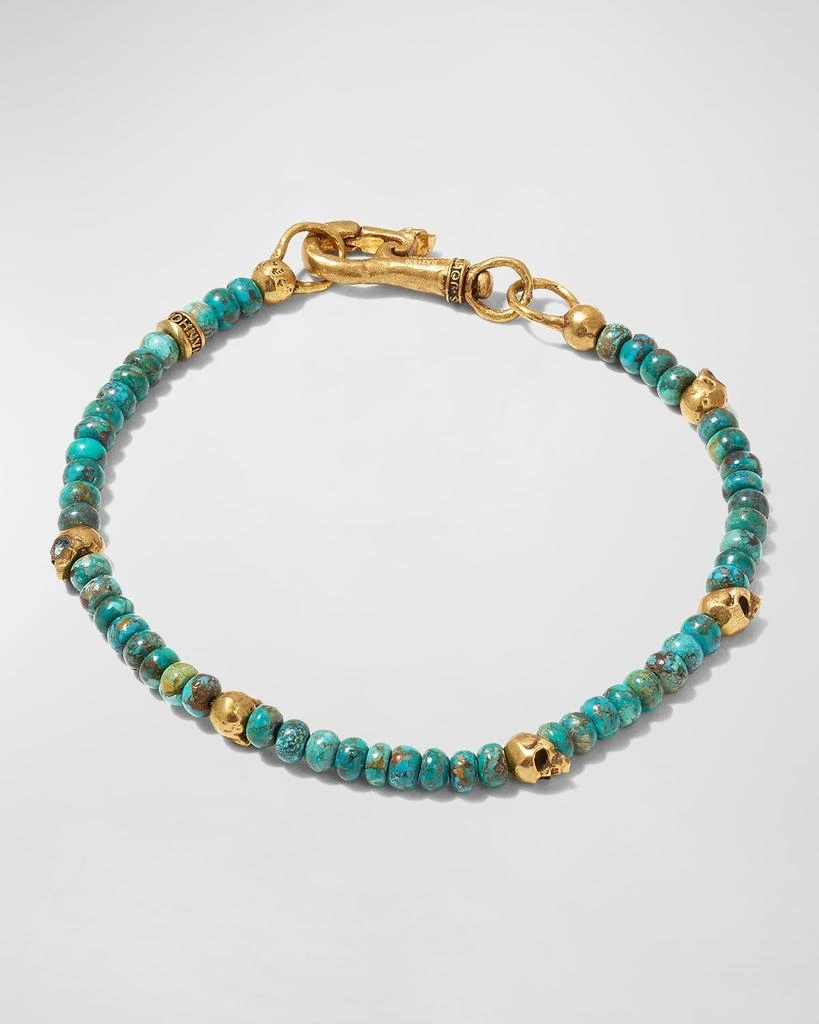 John Varvatos Men's Skull Station Turquoise Beaded Bracelet 1