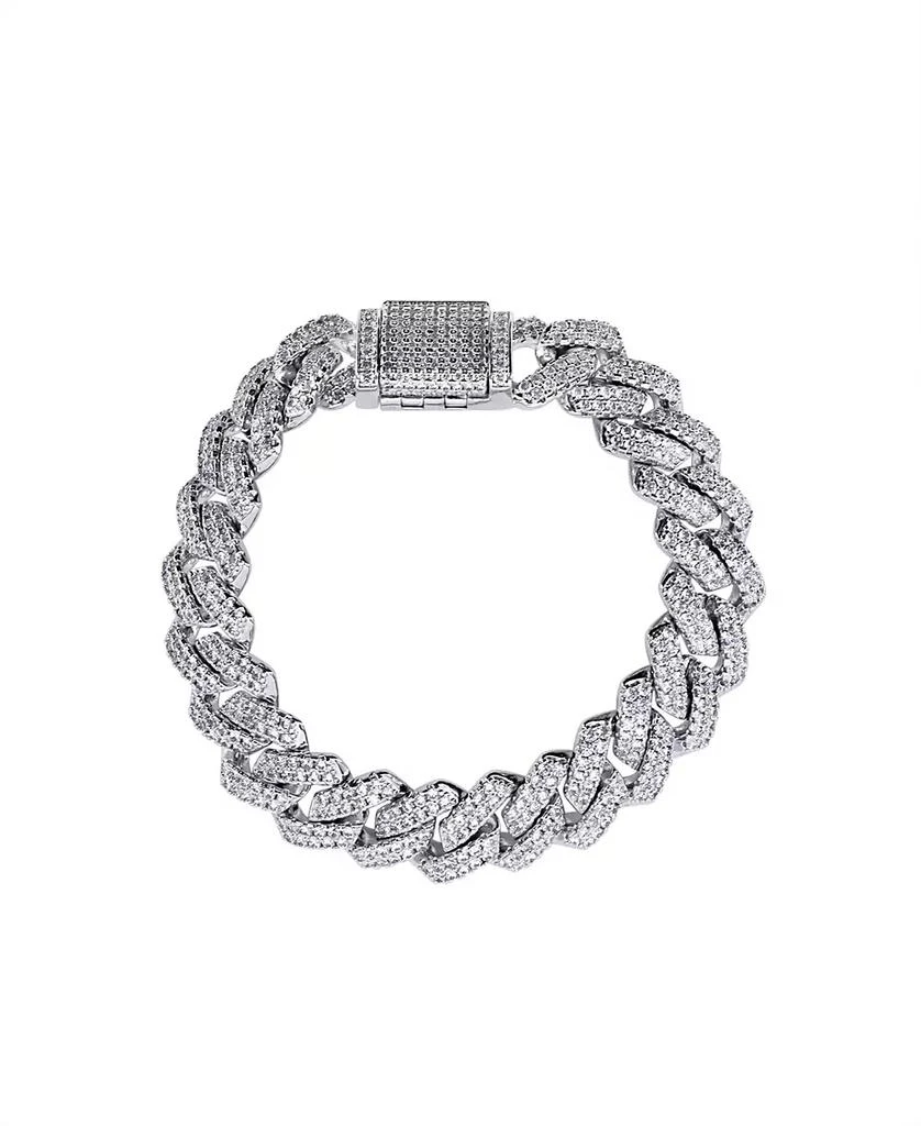 OMA THE LABEL Frosty Link Collection 14mm Bracelet in White Gold- Plated Brass, 7"