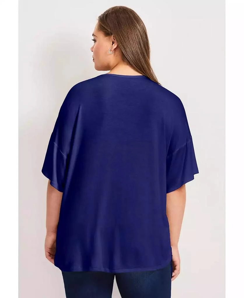 AVENUE Women
s Plus Size Mixed Media Floral Print Top 2