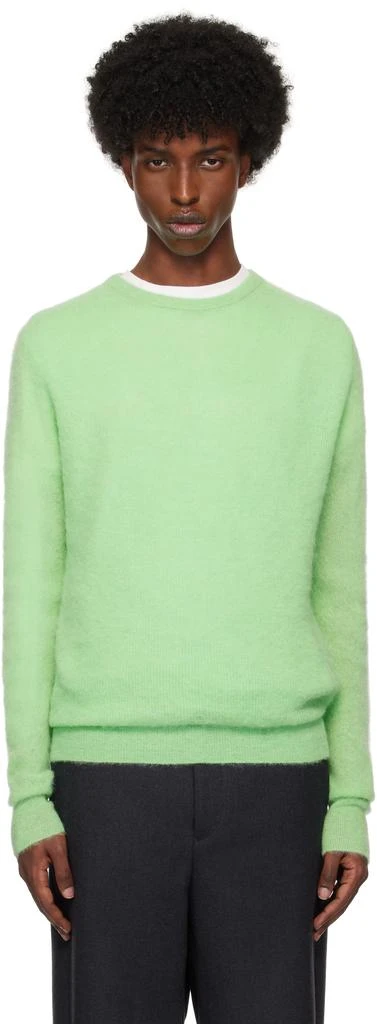 AURALEE Green Baby Suri Alpaca Sheer Knit Sweater 1