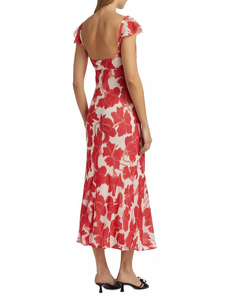 Rails Marigold Floral Chiffon Cowlneck Flutter-Sleeve Midi-Dress 5