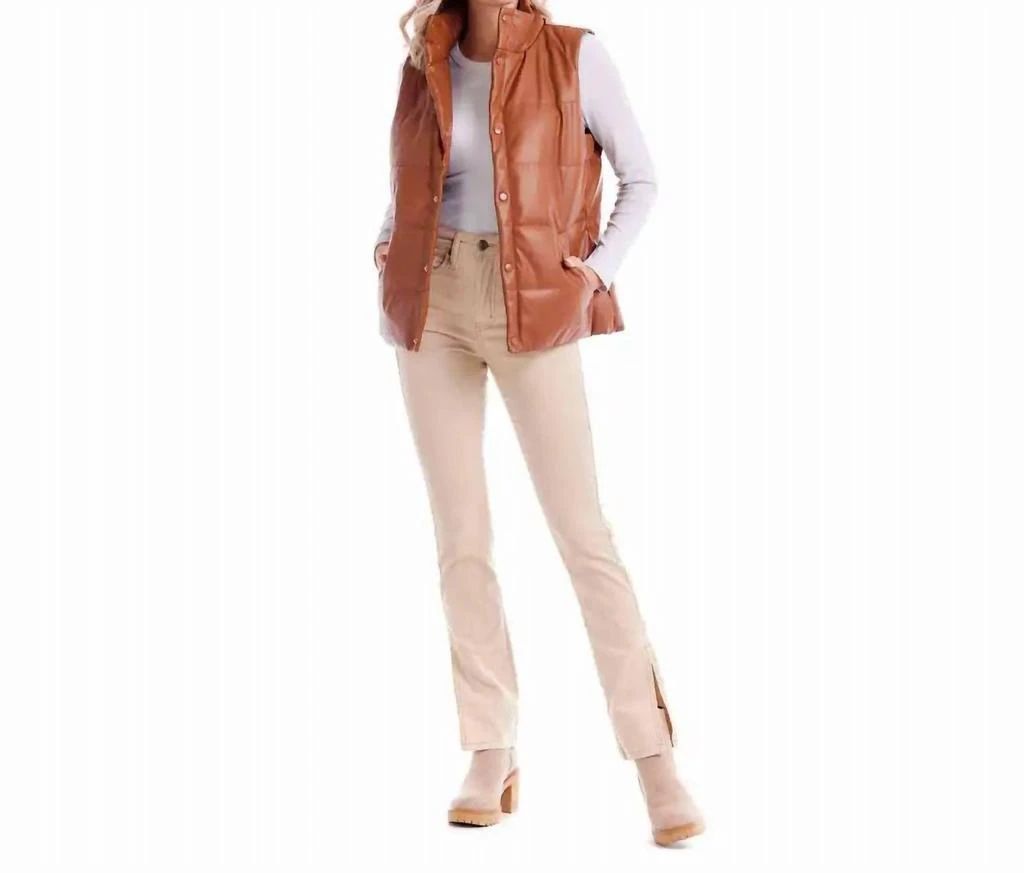 mudpie Boyd Faux Leather Vest In Brown 3