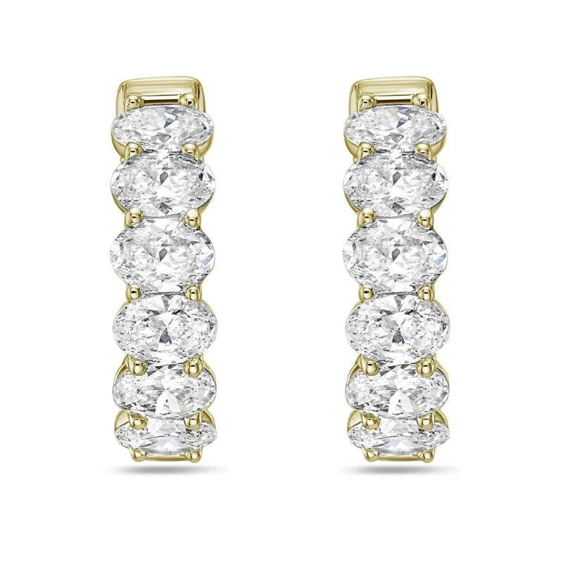 Diana M Jewels 14kt yellow gold lab grown oval cut huggie earrings weighing 2.22 cts tw,
0.50 inches 2