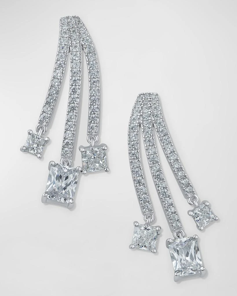 Golconda by Kenneth Jay Lane Cubic Zirconia Round and Emerald Triple Fringe Earrings