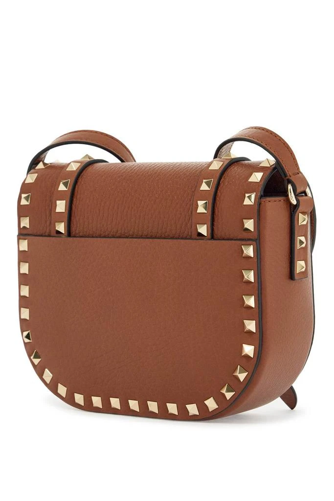 Valentino small messenger crossbody bag in brown hammered leather with studs 2