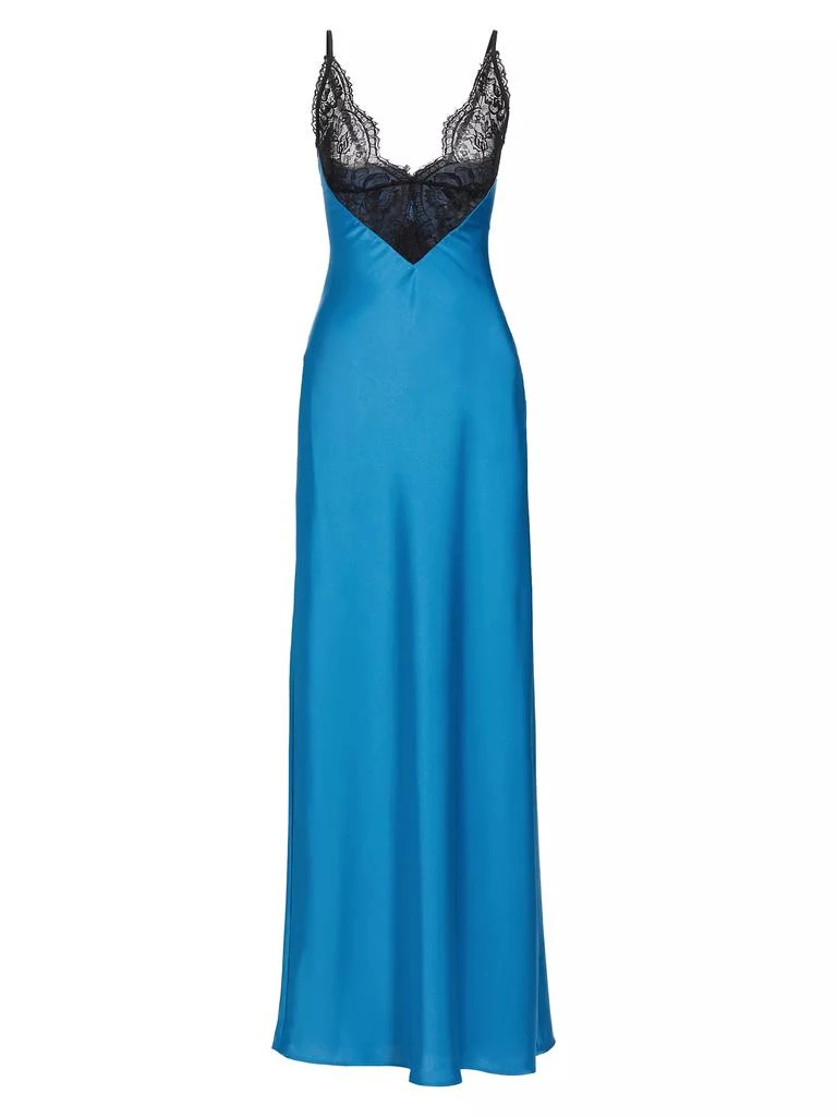 Ronny Kobo Malo Colorblocked Lace-Trimmed Satin Maxi Dress 1