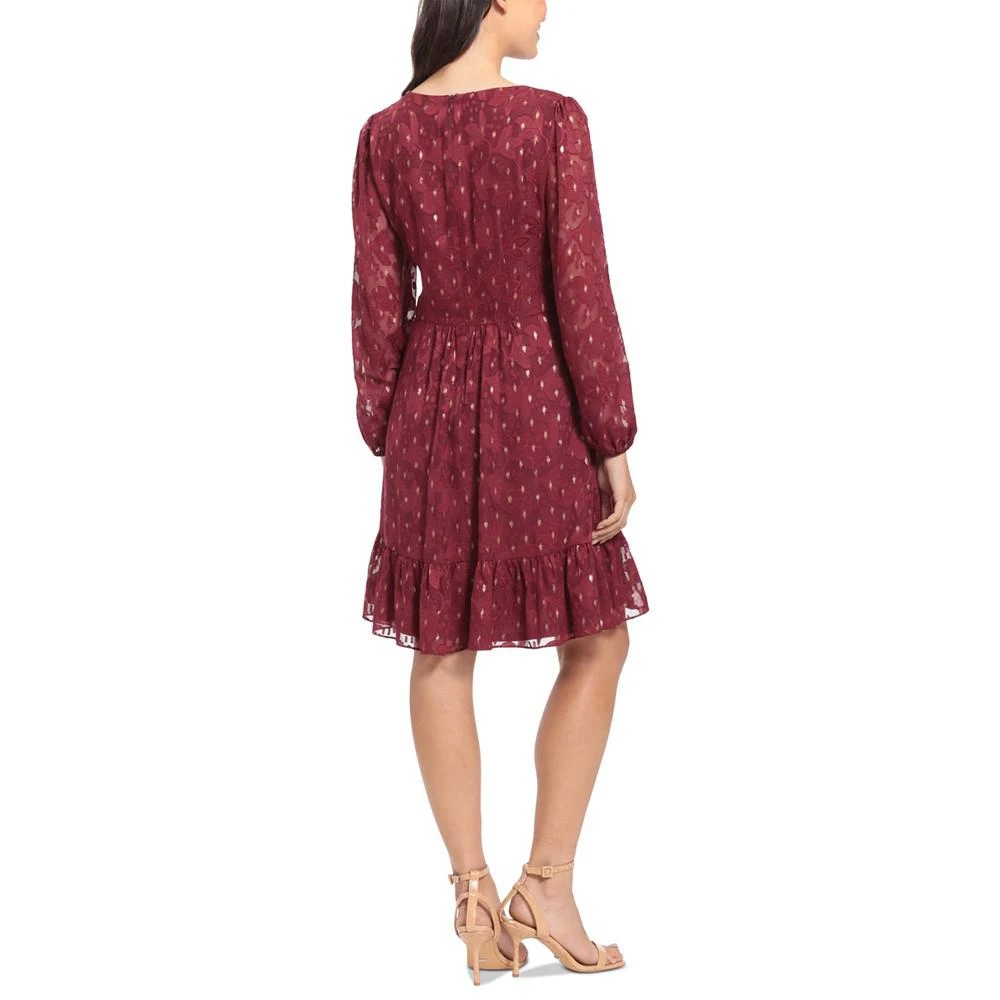 London Times Petite Clip-Dot Chiffon Fit & Flare Dress 4