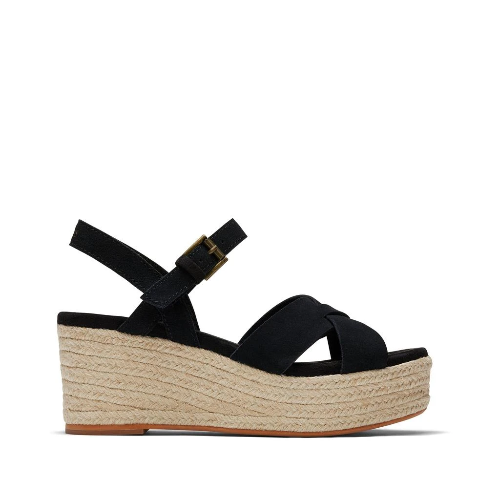 TOMS Shoes Willow Platform Sandal Black Suede 1