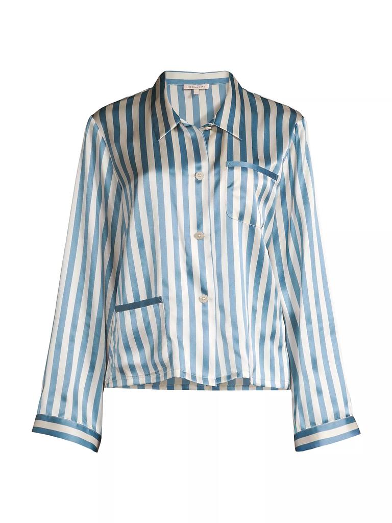 MORGAN LANE Ruthie Striped Silk Pajama Top