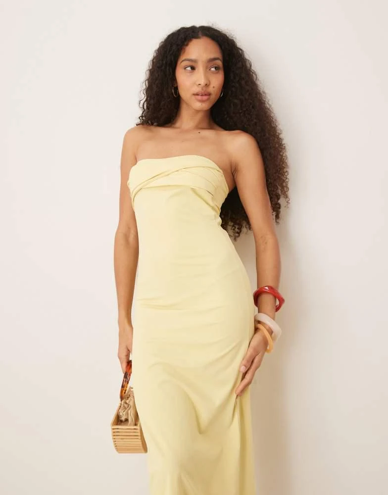 knee length dresses for ladies ASOS DESIGN Washed Folded Bandeau Midi Dress In Orange