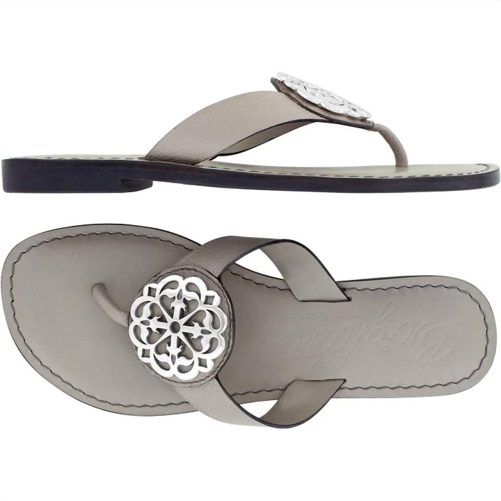 Brighton Brighton - Alice Ferrara Beachwood Embellished Leather Flat Thong Sandal