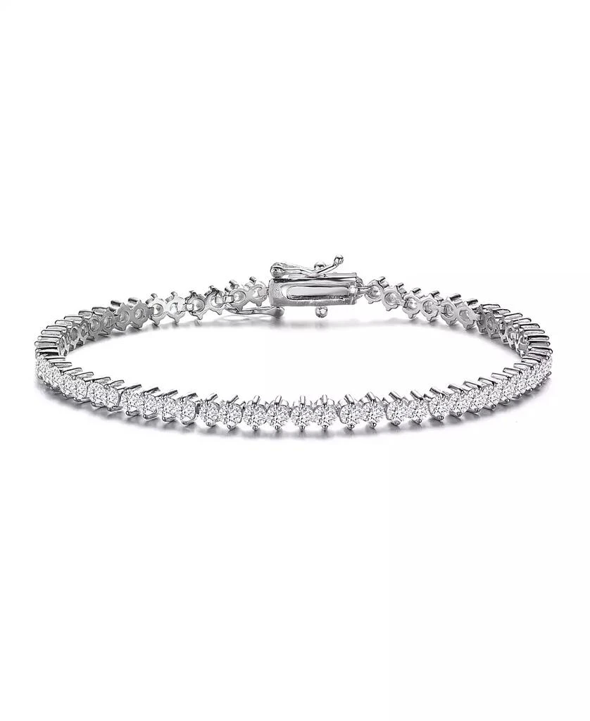 Genevive Sterling Silver White Gold Plated Clear Round Cubic Zirconia Tennis Bracelet