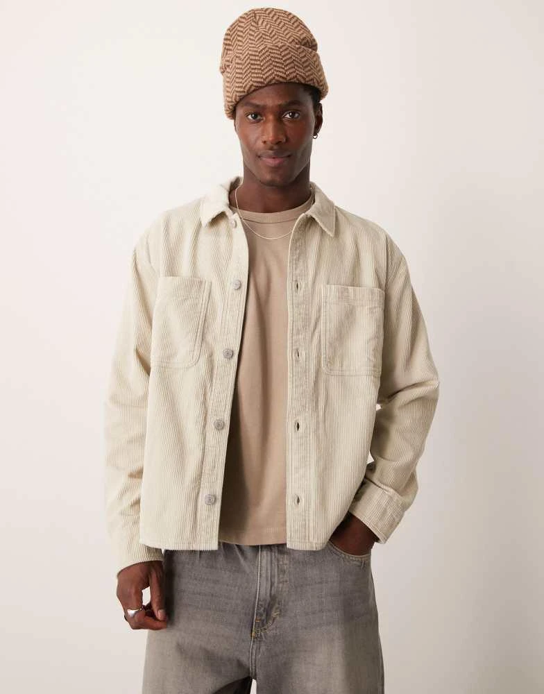 Abercrombie & Fitch Abercrombie & Fitch cord shirt jacket in light grey 1