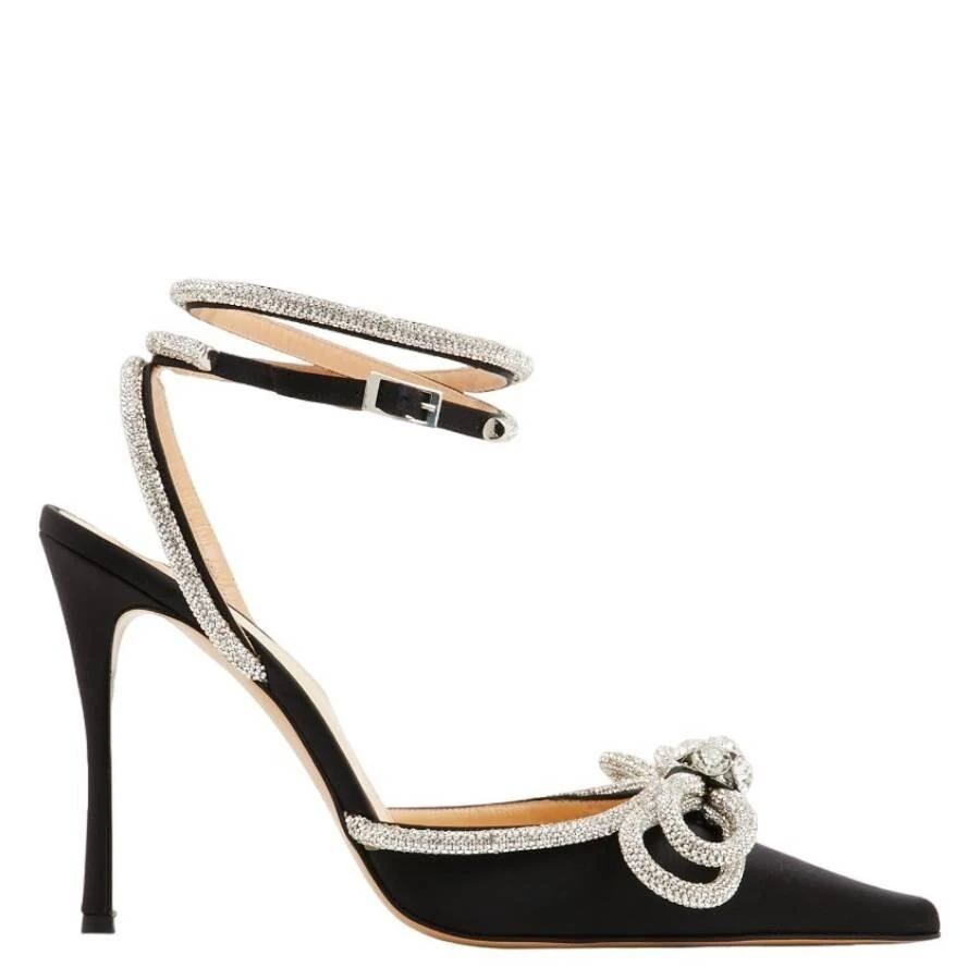 Mach 
Mach Ladies Black Satin 110  Double Crystal-Embellished Pumps