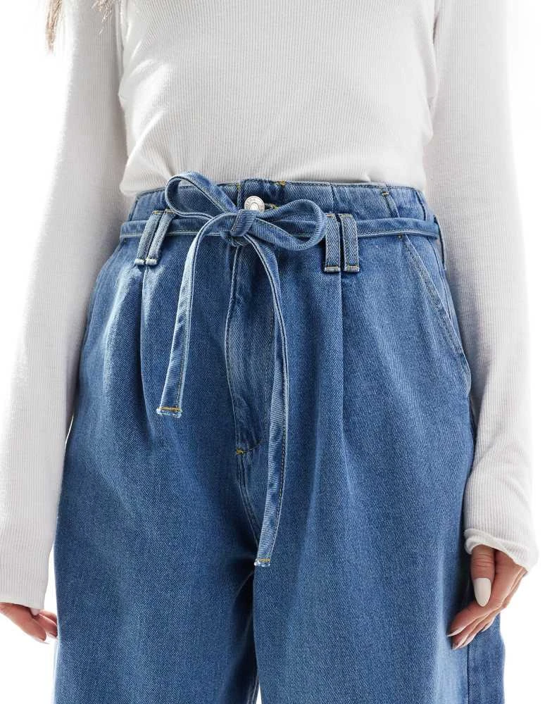 ASOS ASOS DESIGN balloon jeans with tie belt in light mid blue 5