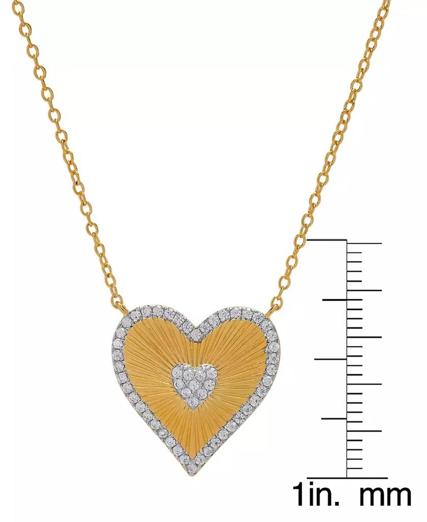 Macy's Lab- Grown White Sapphire Ridged Heart 18" Pendant Necklace (1/2 ct. t.w.) in 14k Gold-Plated Sterling Silver 3