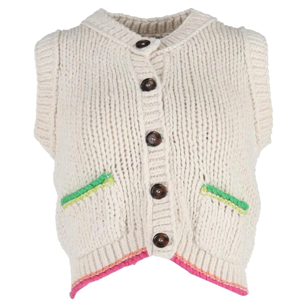 REDONE Re/Done Knitted Sleeveless Cardigan in Ivory Cotton 1