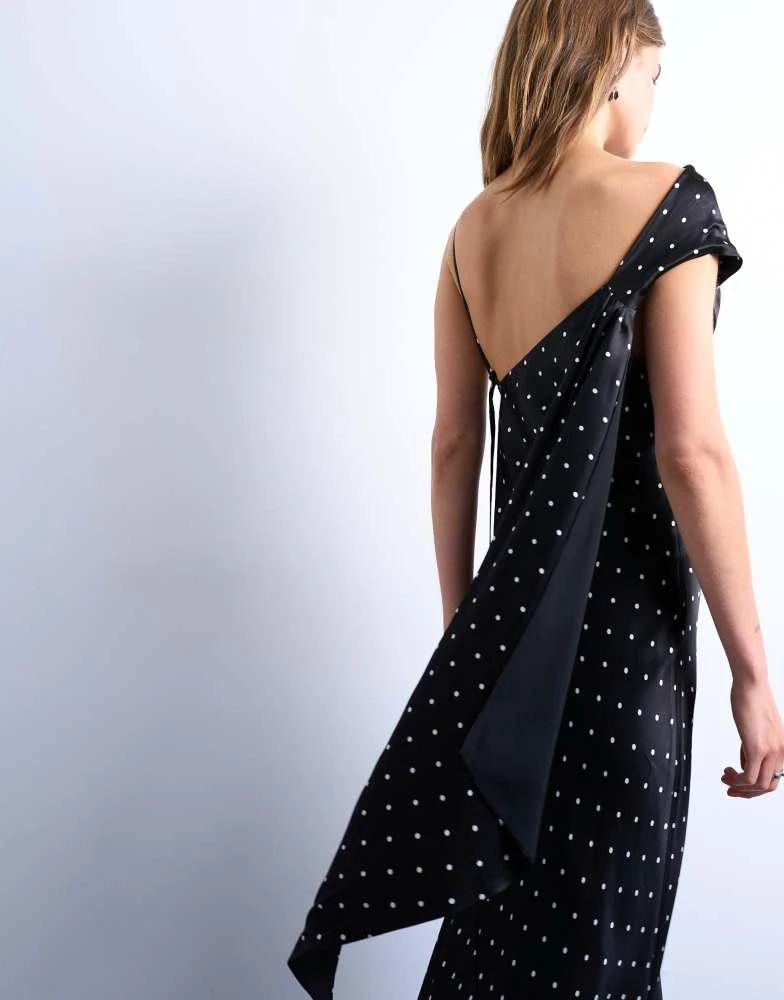 knee length dresses for ladies Rent Topshop Button Down V Neck Tie Front Midi Dress In Polka Dot Print