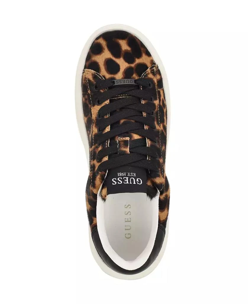 GUESS Women's Elbinah Leopard Pony Lace-Up Sneakers 4