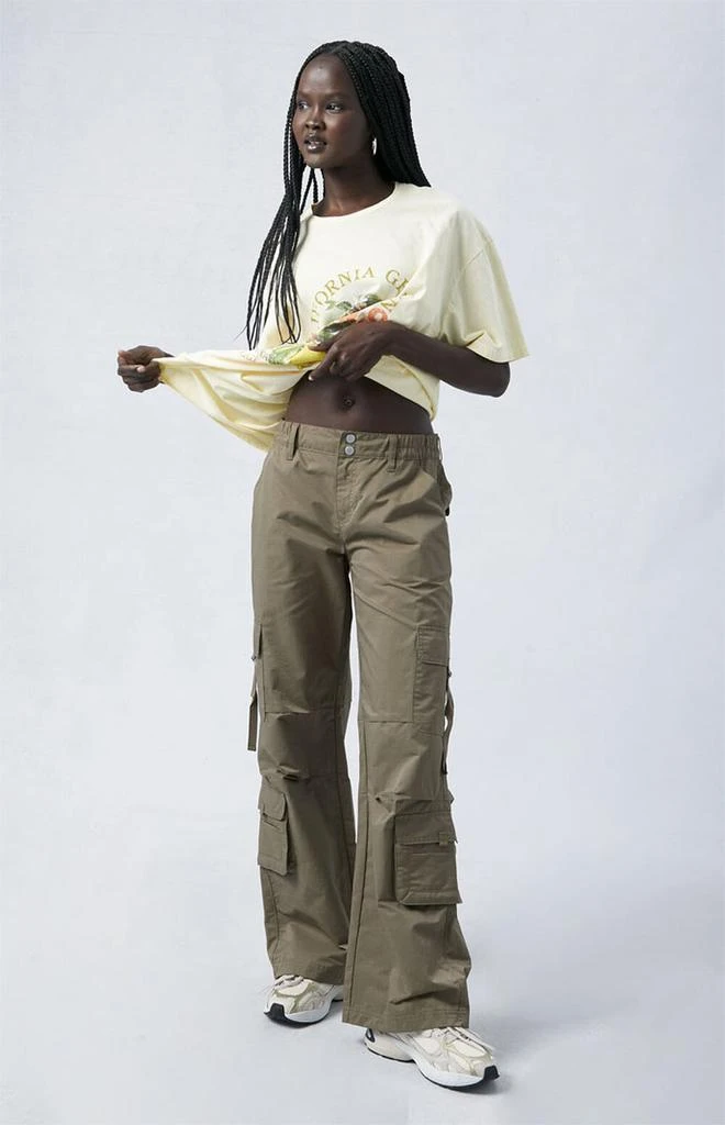 PacSun Green Elastic Waist D-Ring Cargo Pants 2