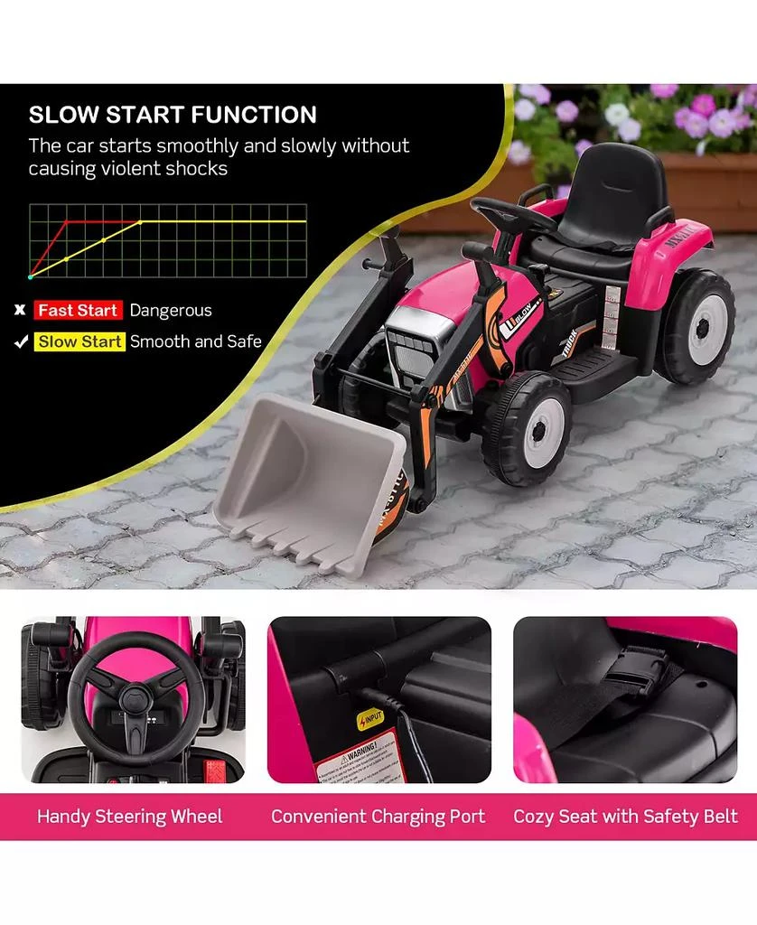 Mecale 12V Battery Powered Kids Ride on Excavator with Adjustable Arm and Bucket 7