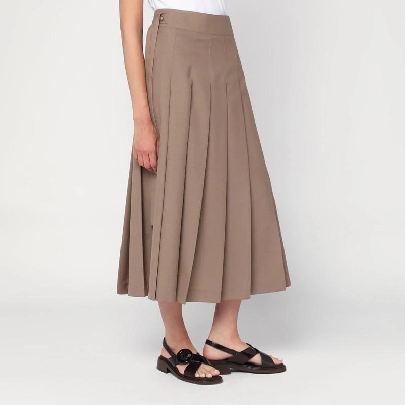 Róhe Pleated midi skirt in khaki 3