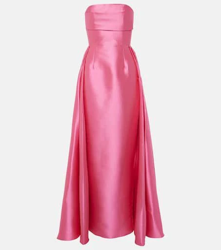 SOLACE LONDON Strapless satin twill gown 1