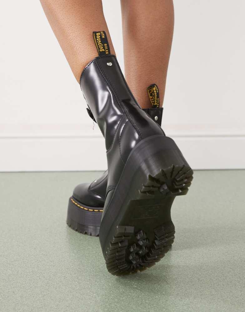 Shop Dr Martens Jetta hi max zip boots in black leather on Sale at