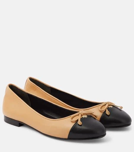 Tory Burch Bow-detail leather ballet flats 1