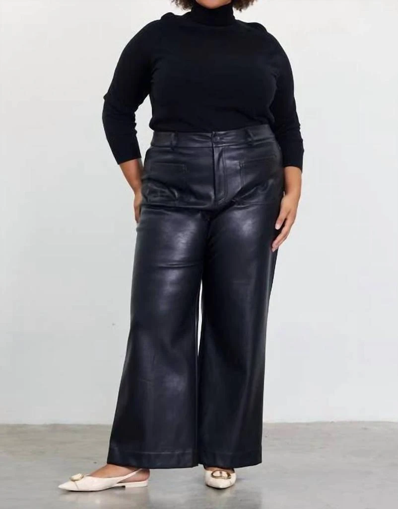 SKIES ARE BLUE Skies Are Blue - Faux Leather Wide Leg Pants - Plus