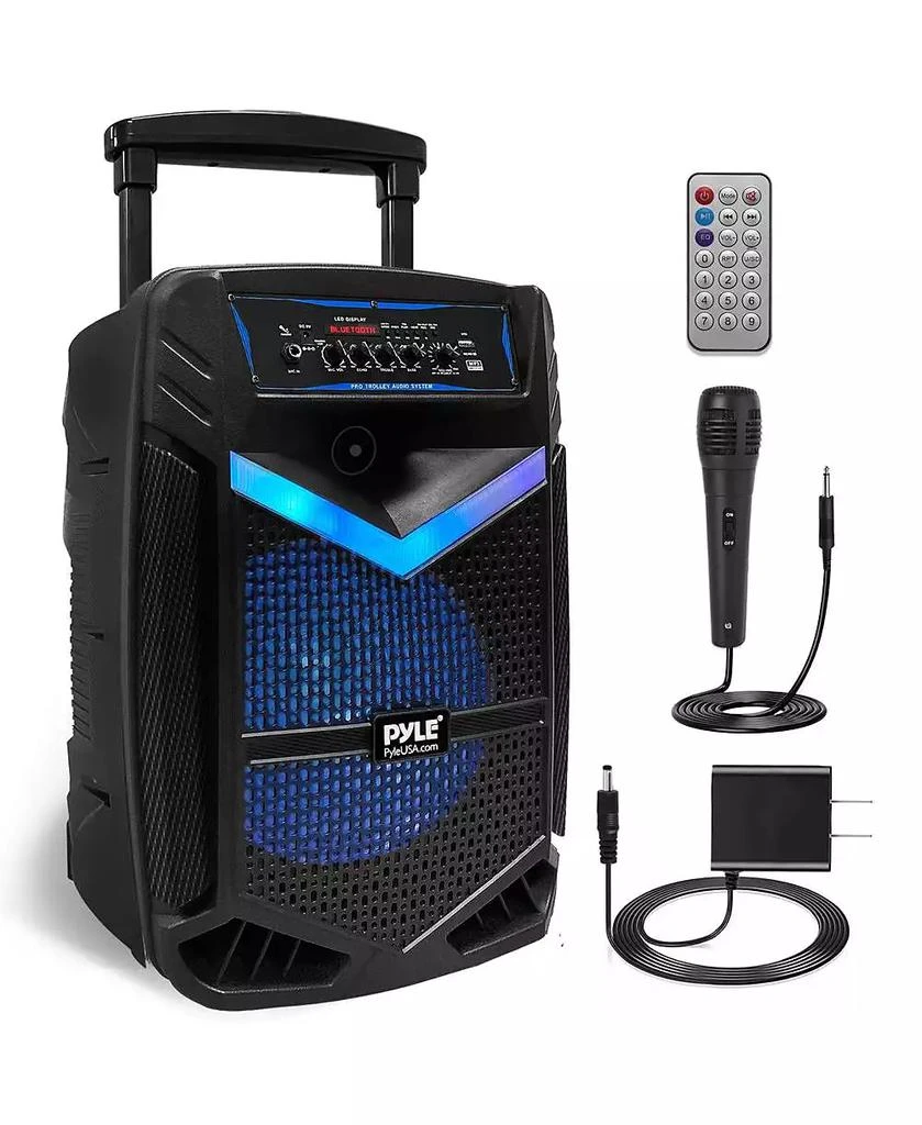 Pyle 15” Bluetooth Portable PA Speaker With Rechargeable Battery, Party Lights
Microphone, 1200 Watt