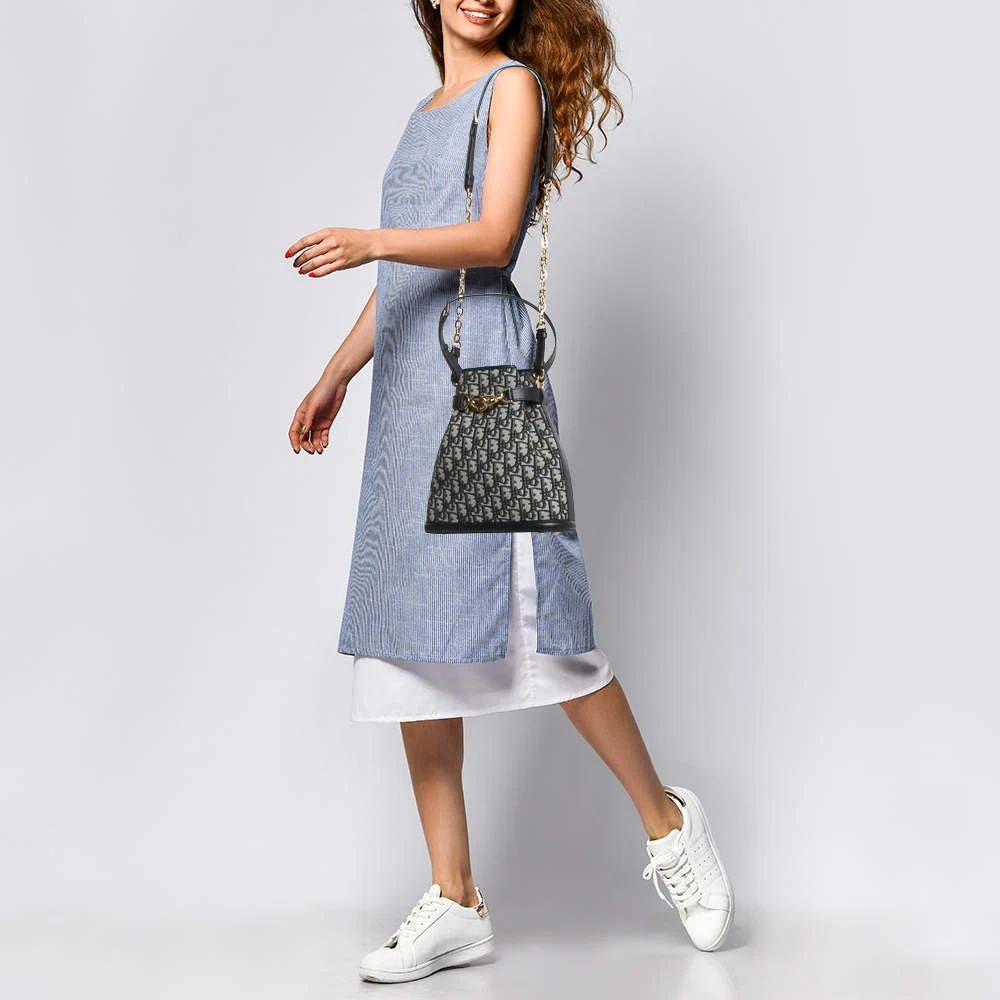 Dior Dior Blue/Beige Oblique Canvas and Leather Medium C'est Dior Bag 2