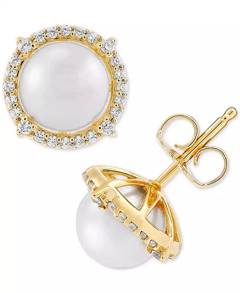 Honora Cultured Freshwater Pearl (7mm) 
Diamond (1/6 ct. t.w.) Stud Earrings in 14k Gold 2