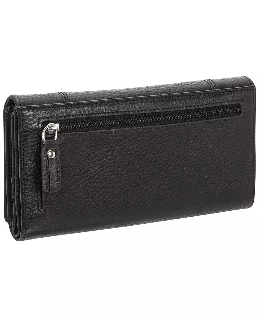 Mancini Leather Goods Women's Pebbled Collection RFID Secure Trifold Wing Wallet 3