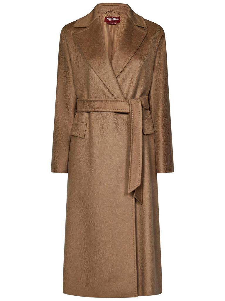 Max Mara Max Mara Studio Brado Belted Long-Sleeved Coat