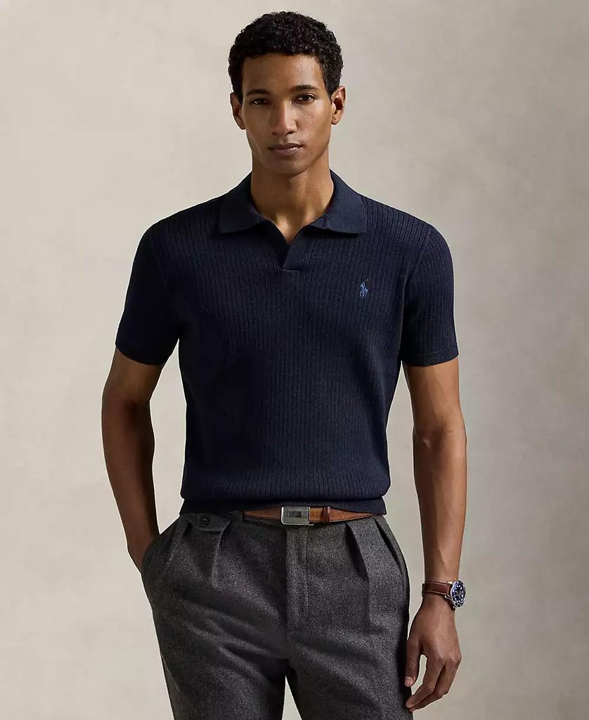 Ralph Lauren Men
s Rib-Knit Cotton Polo-Collar Sweater