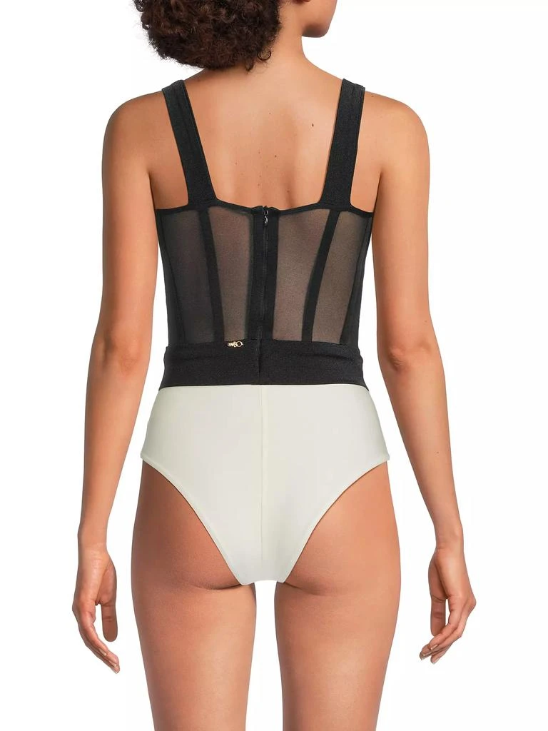 PatBO Jersey Sands Plunge Corset One-Piece Swimsuit 5