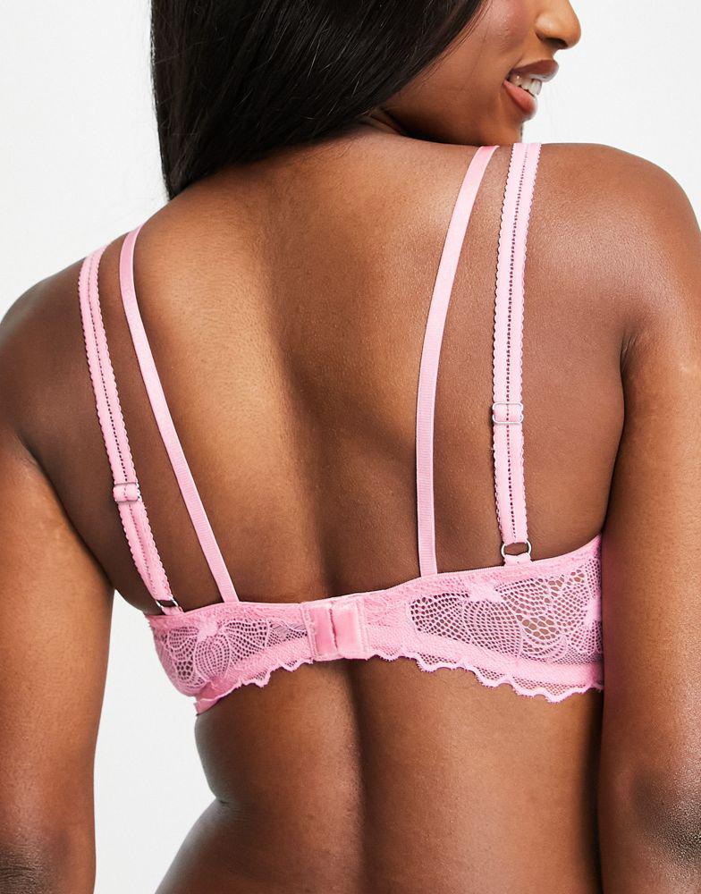 LOST INK Lost Ink lace underwire longline bra in pink