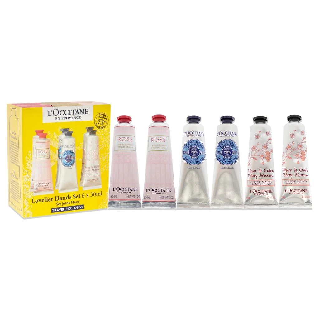 LOccitane Lovelier Hands Kit by  for Unisex - 6 x 1 oz 2 Rose, 2 Shea Dry Skin, 2 Cherry Blossom 3