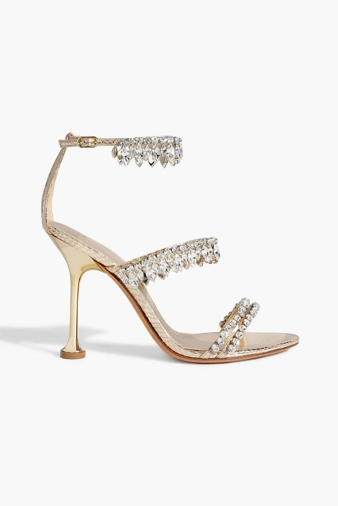 Alexandre Birman Karina embellished metallic snake-effect leather sandals 1